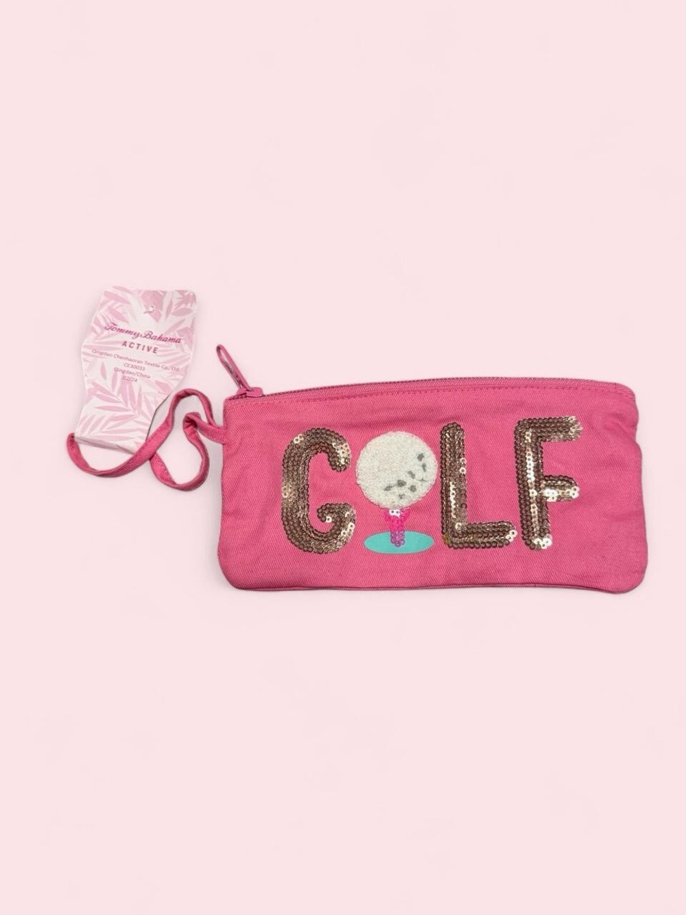 Tommy Bahama Pink Sequin 'GOLF' Wristlet Pouch